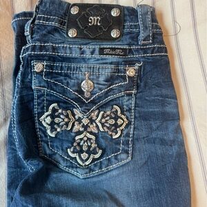 Miss Me Women's Dark Blue Boot Cut Jeans with Silver Accents